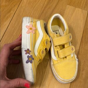 Yellow Kids Shoes with Floral Accents